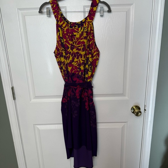 Apt. 9 Sleeveless High Low Bold Tropical Floral Print Dress Size Large GUC - Picture 1 of 7